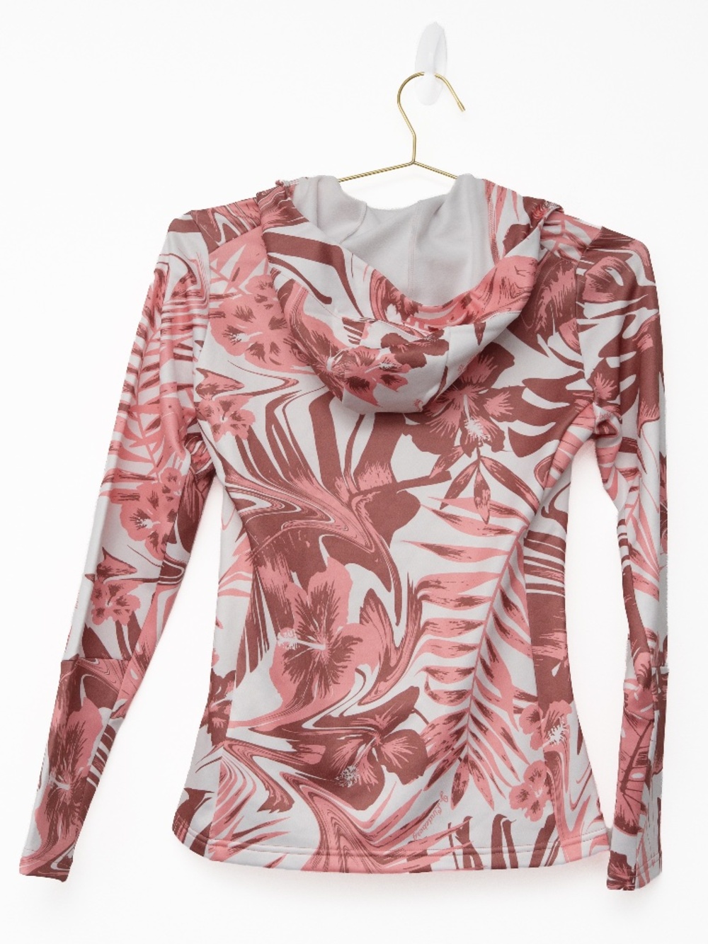 J.Lindeberg - Aerial Print Quarter Zip Hood Pink Floral Golf Pullover - Picture 3 of 9